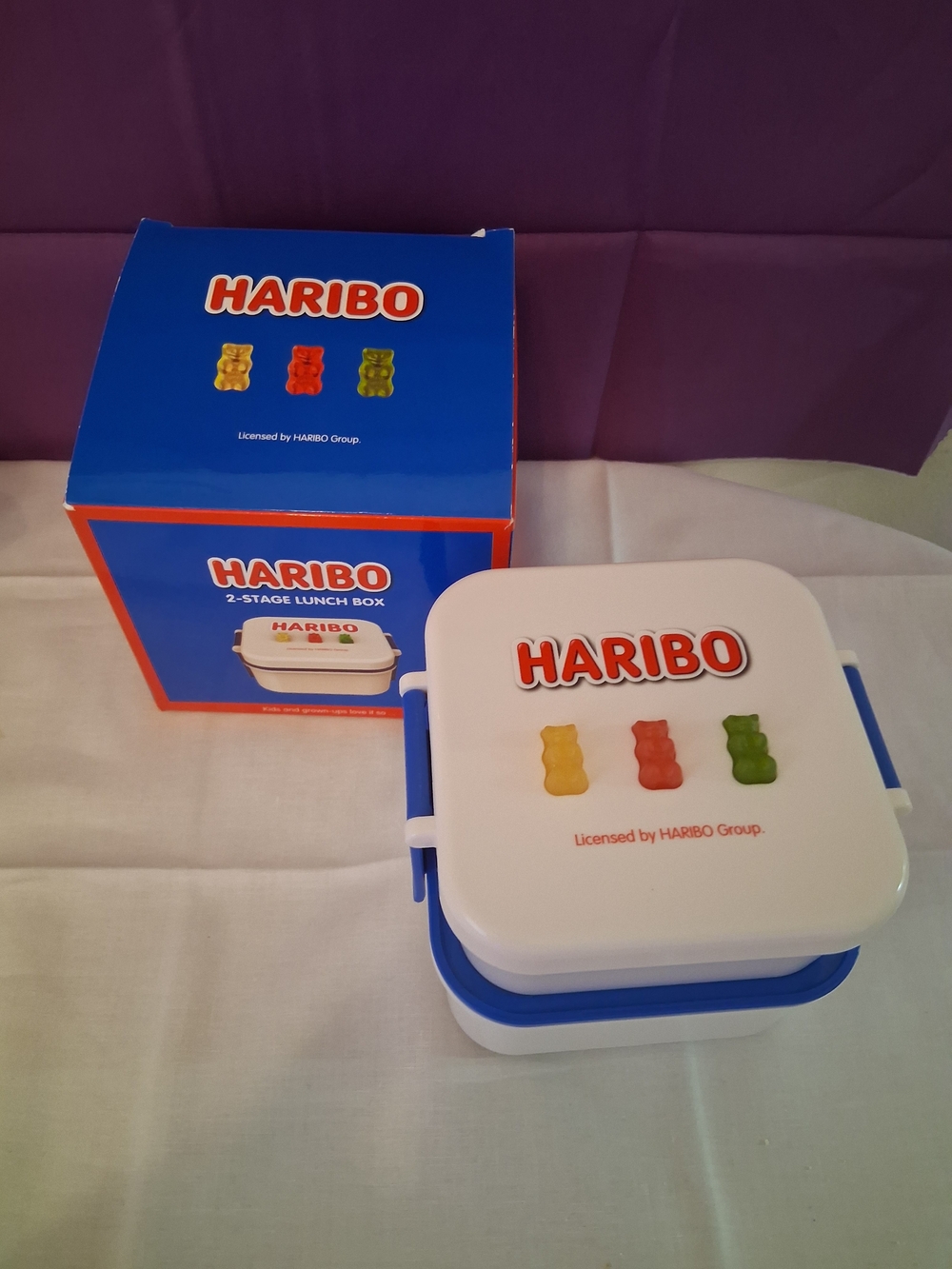 HARIBO Two-Tier Lunch Box - White with Blue Accents